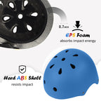 Kids Bike Helmet, Adjustable And Multi-Sport, From Toddler To Youth, 3 Sizes (Blue)