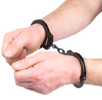 Police Handcuffs Double Lock Steel Professional Law Enforcement Heavy Duty Metal - Black