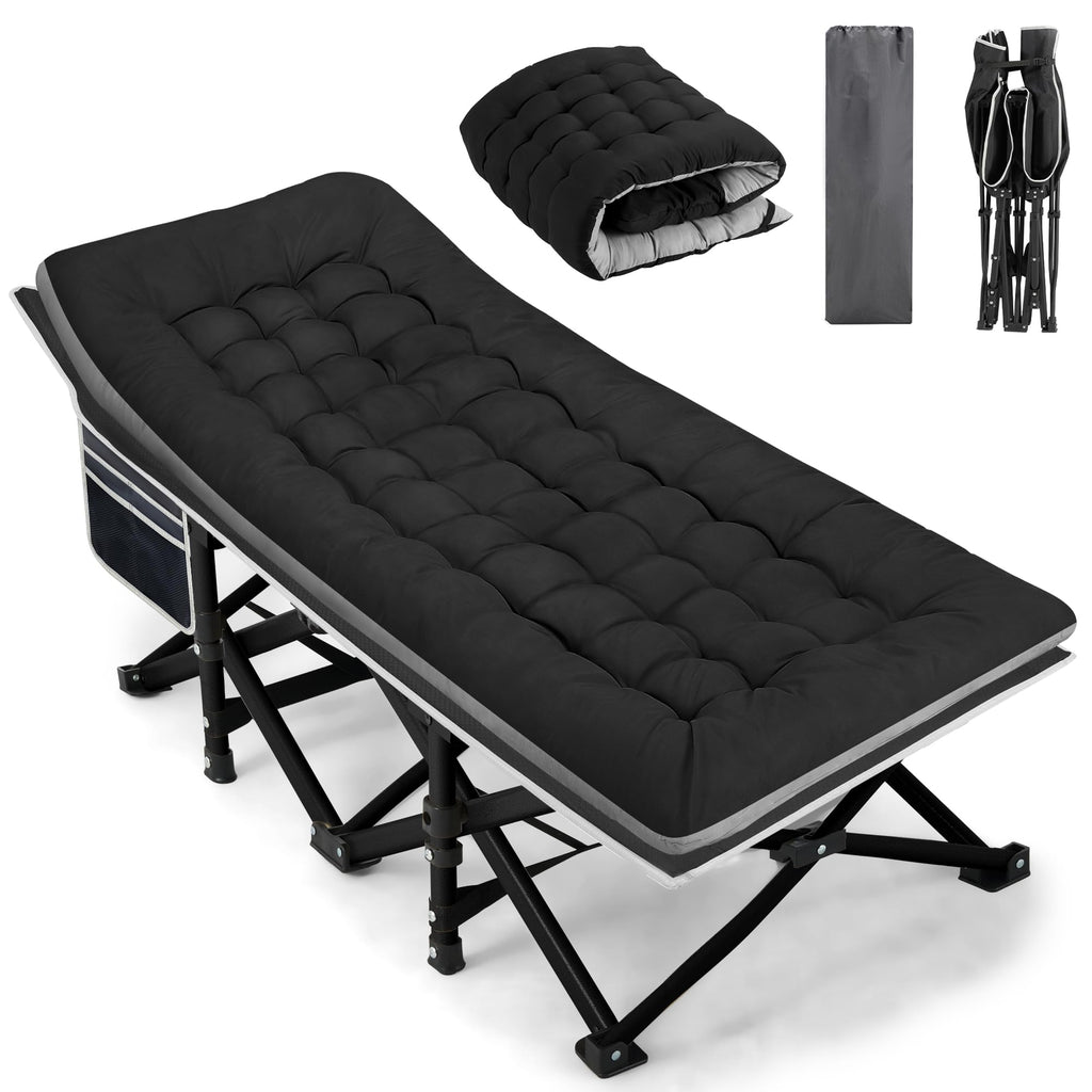Fragess Portable Camping Cot, Sleeping Cots For Adults, 28 Extra Wide Heavy Duty Folding Cot Max Load 600Lbs With Thick Mattress