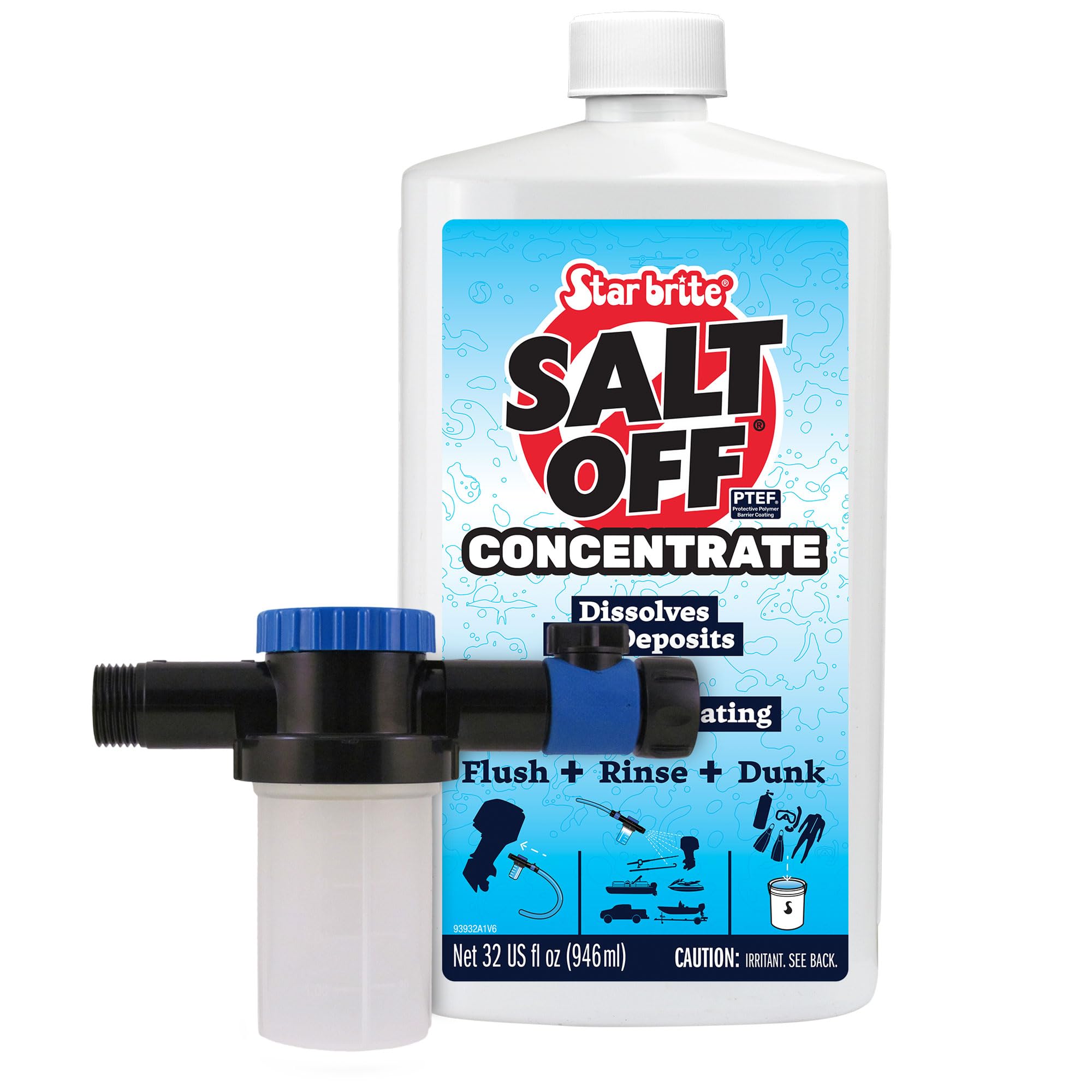 Star Brite Salt Off Concentrate Kit - Ultimate Boat Salt Remover & Marine Engine Flush - 32 Oz. With Applicator - Perfect For Ou