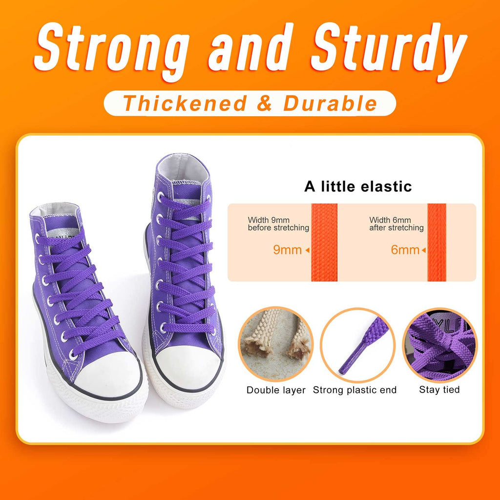 Vsudo Upgrade 43 Double Layer Weave Flat Shoelaces, 516 Wide Flat Shoe Laces For Adults  Kids Sneakers Or Athletic Shoes 1Pair-P