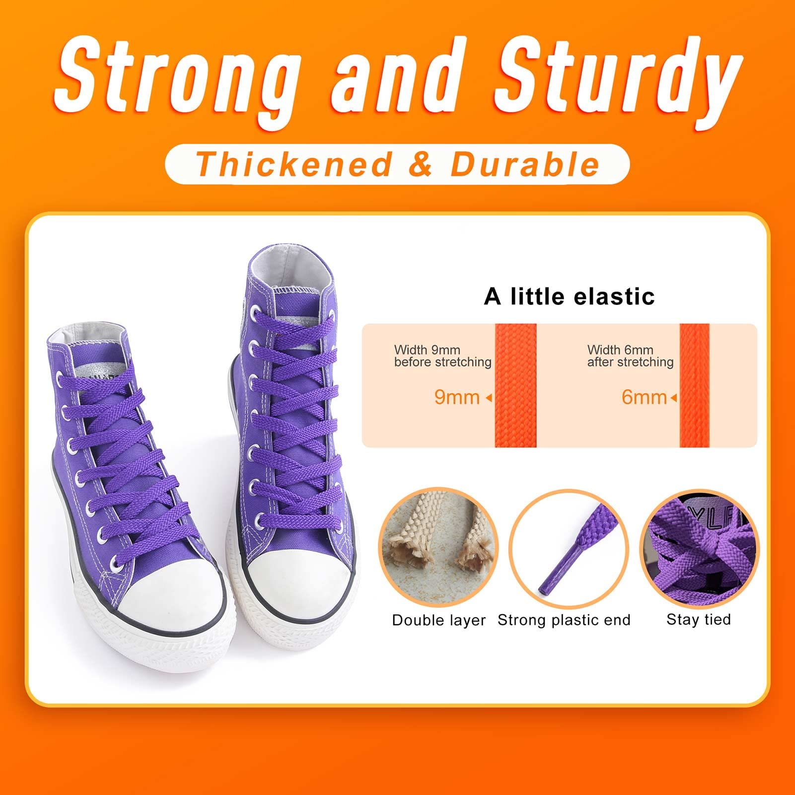 Vsudo Upgrade 43 Double Layer Weave Flat Shoelaces, 516 Wide Flat Shoe Laces For Adults  Kids Sneakers Or Athletic Shoes 1Pair-P