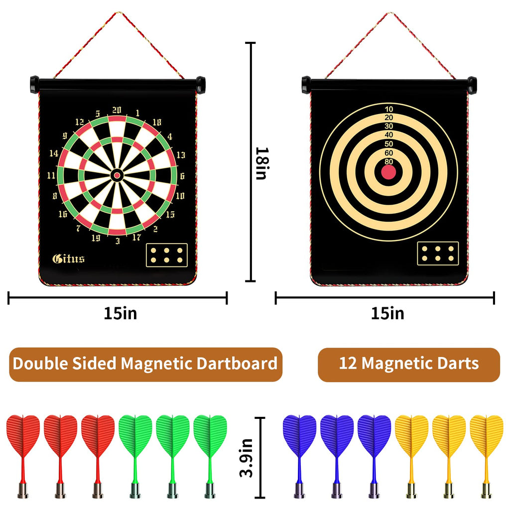 Gitus Magnetic Dart Board Indoor Outdoor Games For Kids With 12 Darts, Gifts For Teenage Boys Teen Boys Gifts Ideas Toys Gifts F