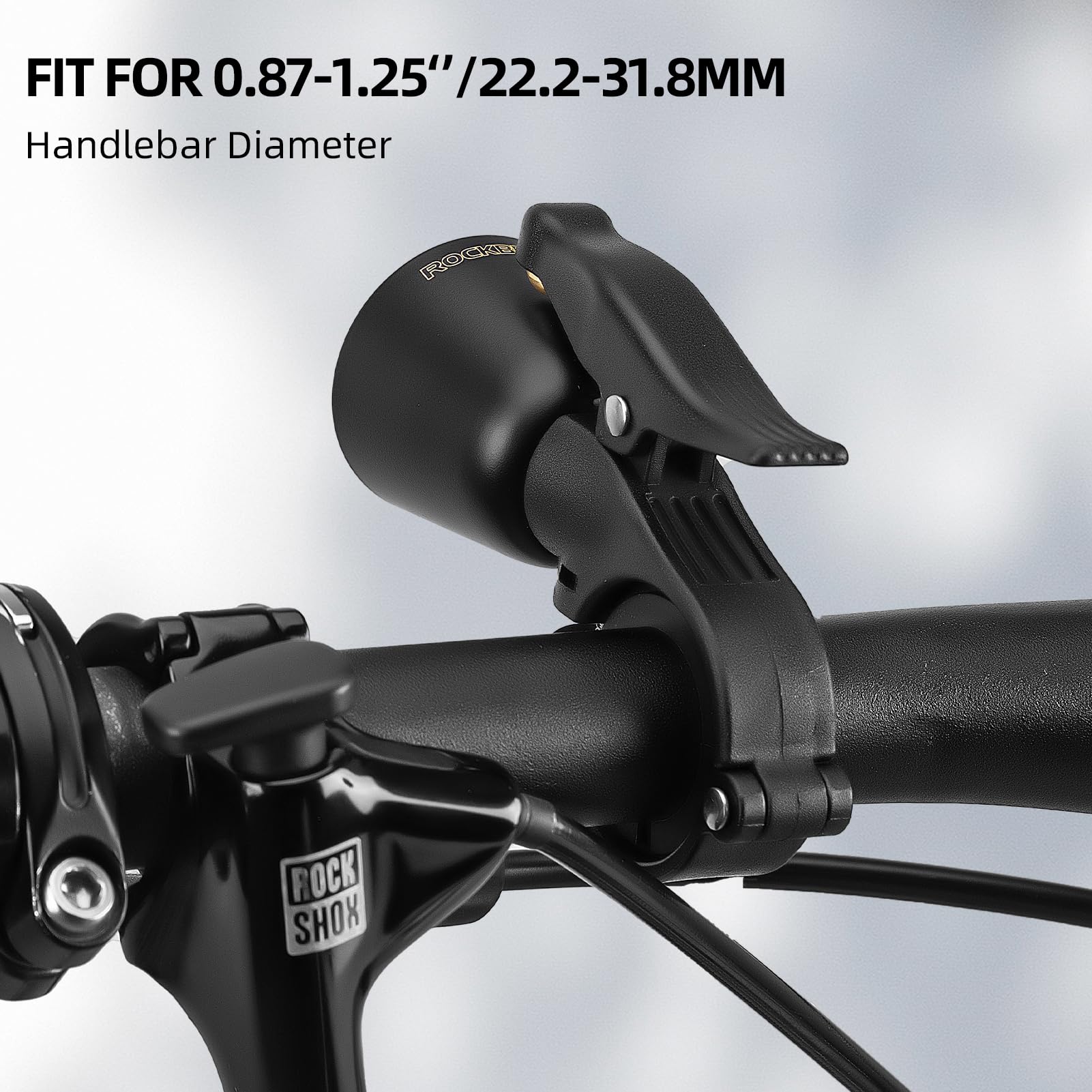 ROCKBROS Bike Bell Classic Bicycle Bell Mountain Bike Bells for Adults with Loud Sound and Fit for 0.87-1.25in/22.2-31.8mm Bicyc