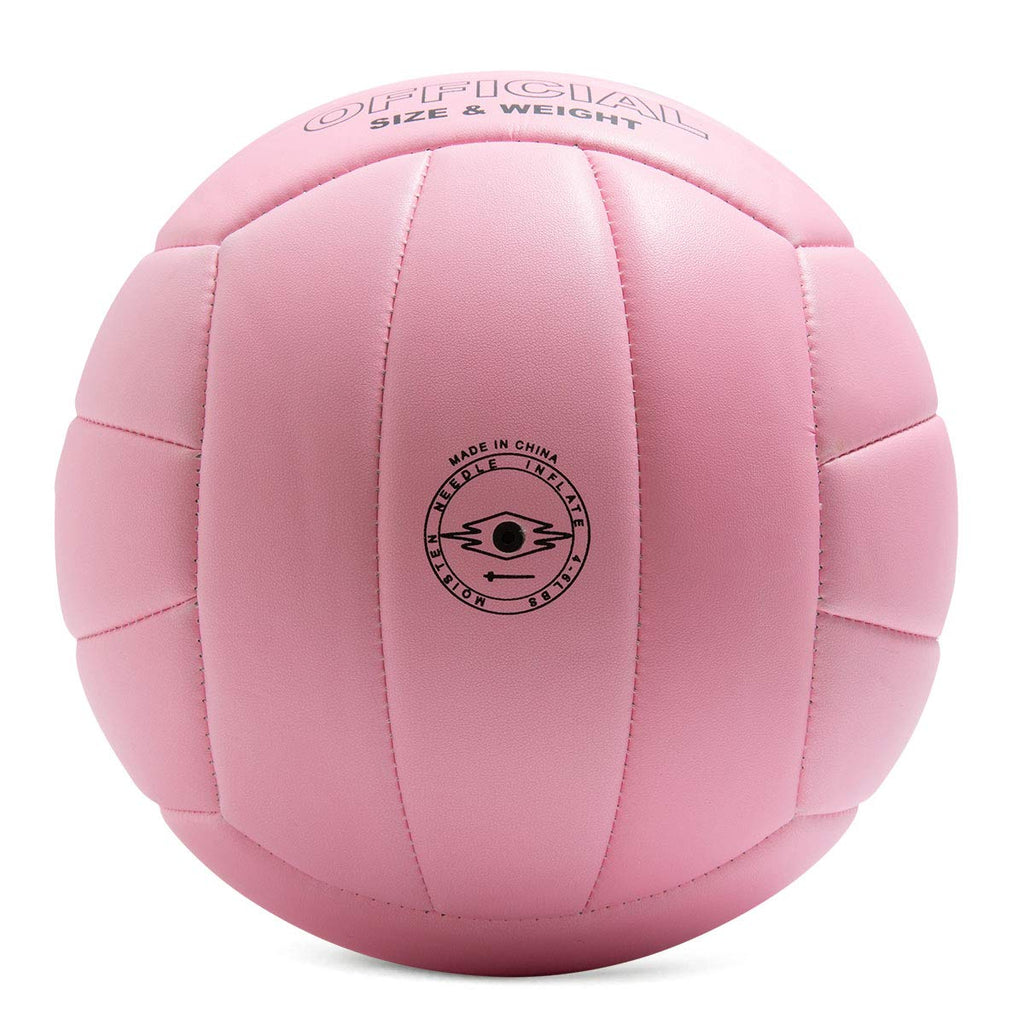 Runleaps Volleyball, Waterproof Indoor Outdoor Volleyball For Beach Game Gym Training (Official Size 5, Pink)