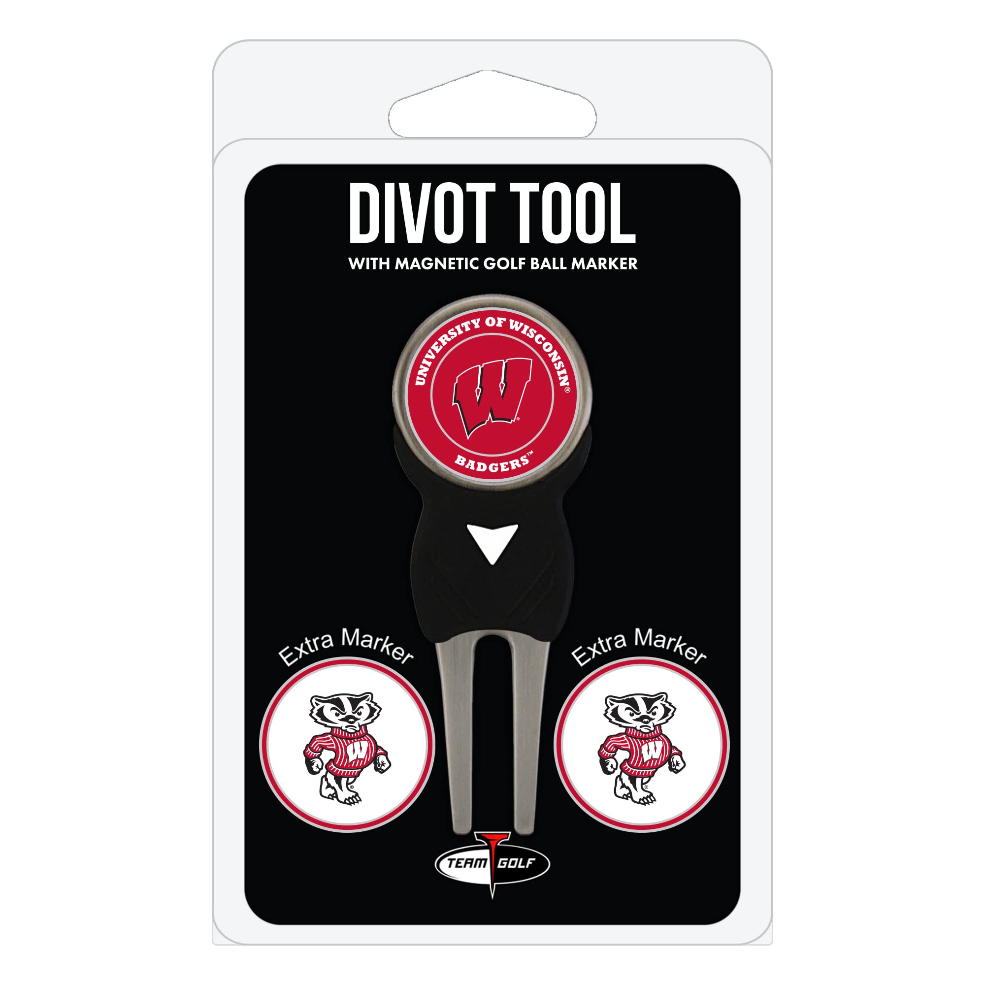 Team Golf Ncaa Wisconsin Badgers Divot Tool Pack With 3 Golf Ball Markers Divot Tool With 3 Golf Ball Markers Pack, Markers Are