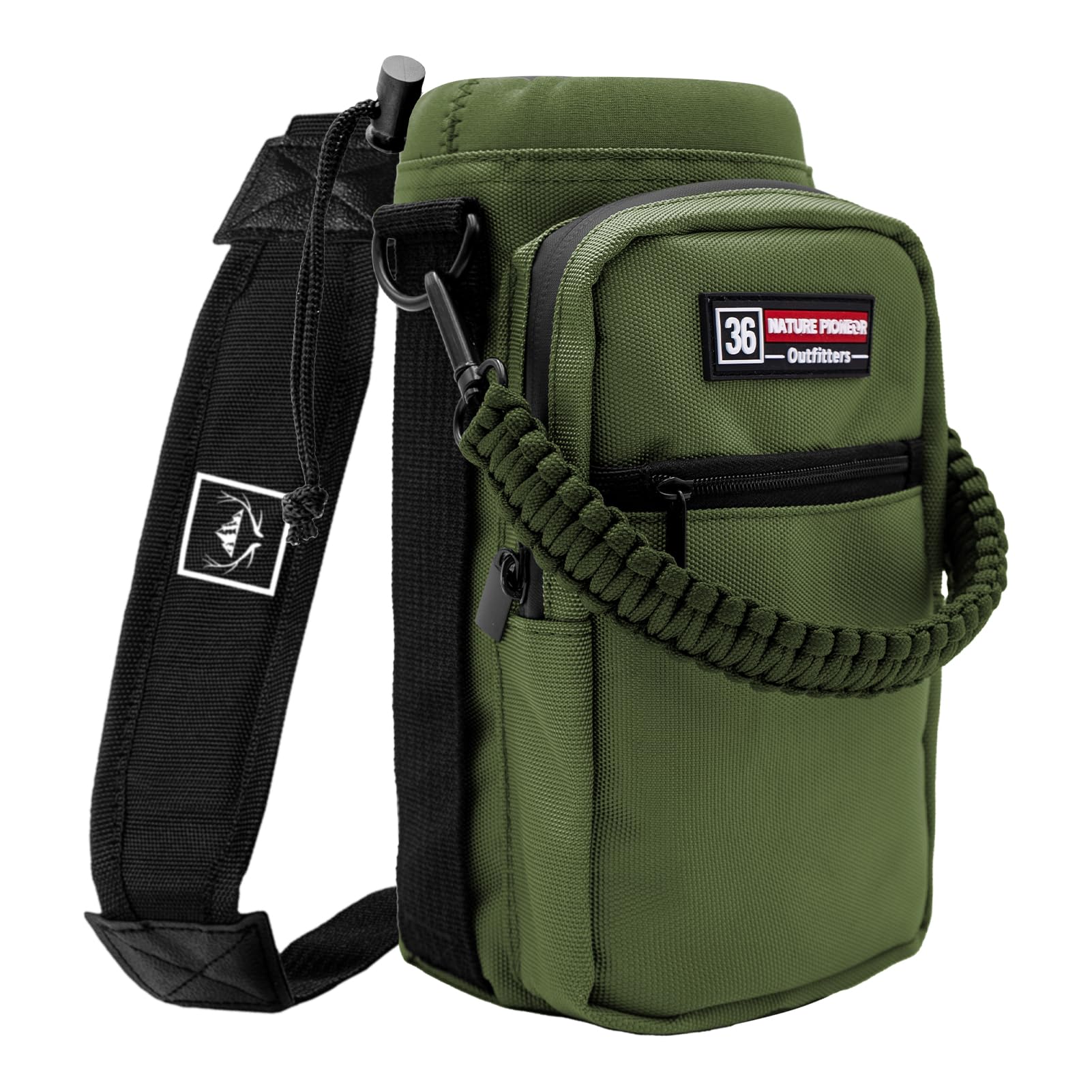 Nature Pioneor Water Bottle Carrier With Adjustable Strap - Insulated Sleeve Pouch Water Bottle Holder Bag With Paracord Handle