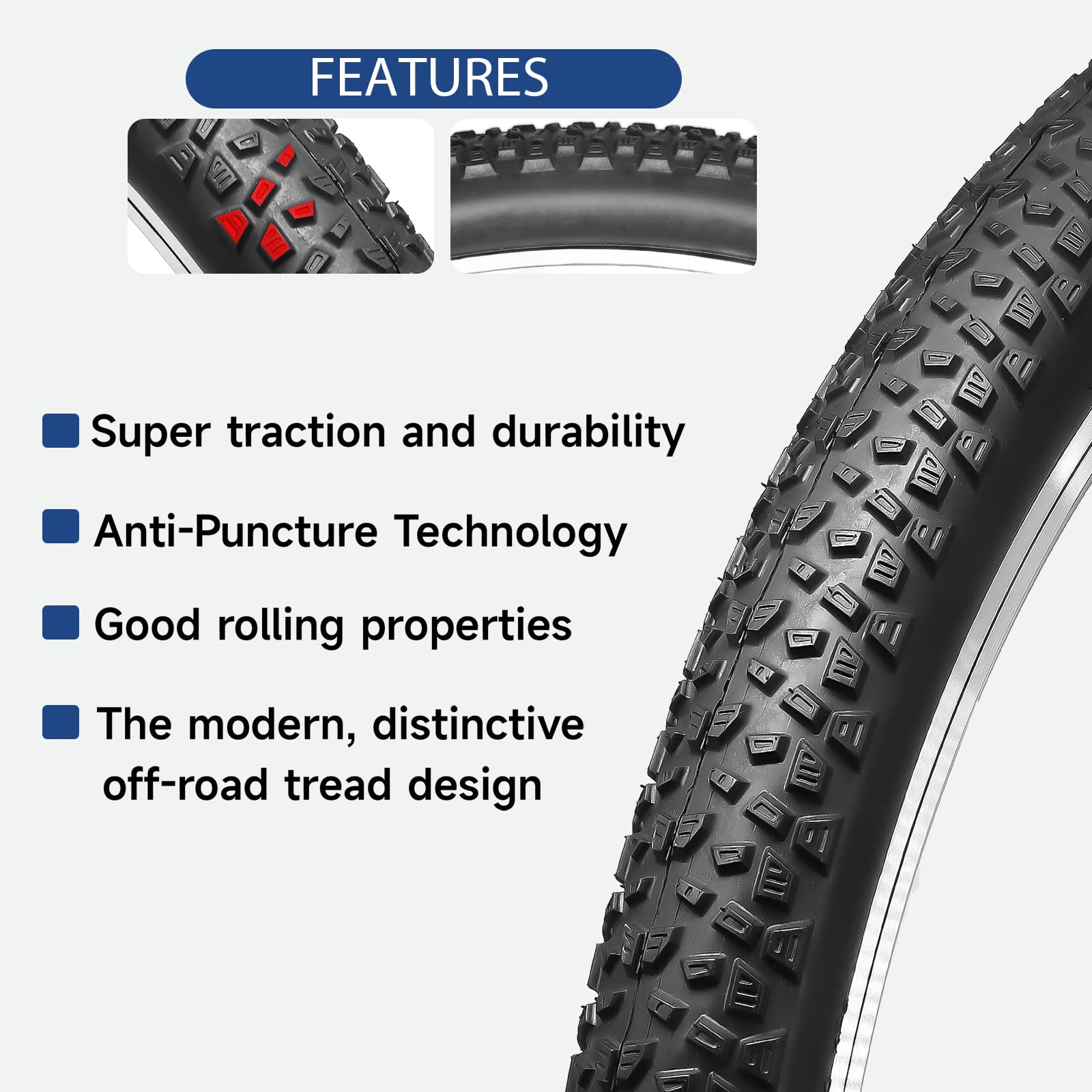Hycline Bike Tire,27.5X2.125-Inch Folding Replacement Tire For Mtb Mountain Bicycle-Black