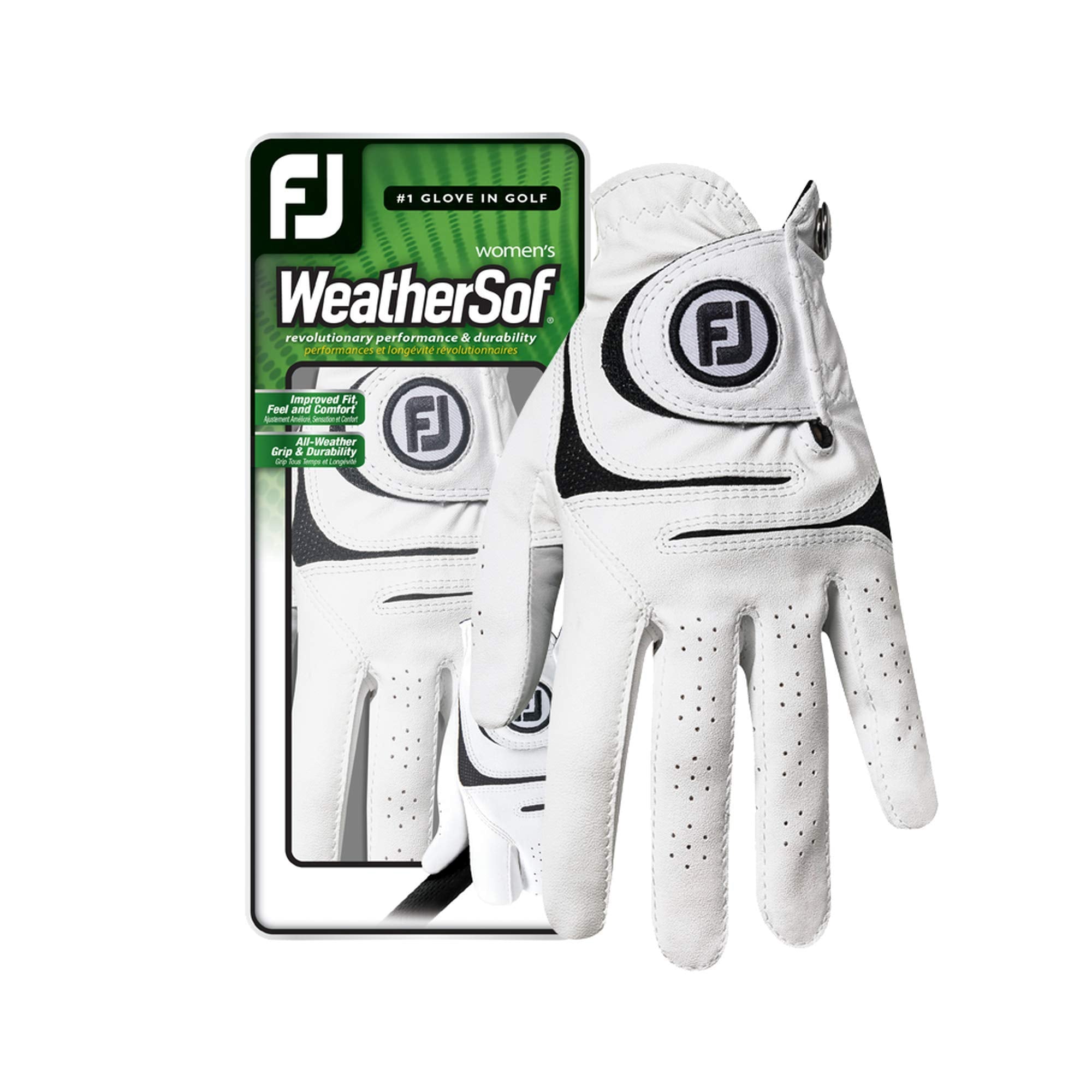 Footjoy Women'S Weathersof Prior Generation Golf Glove, White Medium/Large, Worn On Left Hand