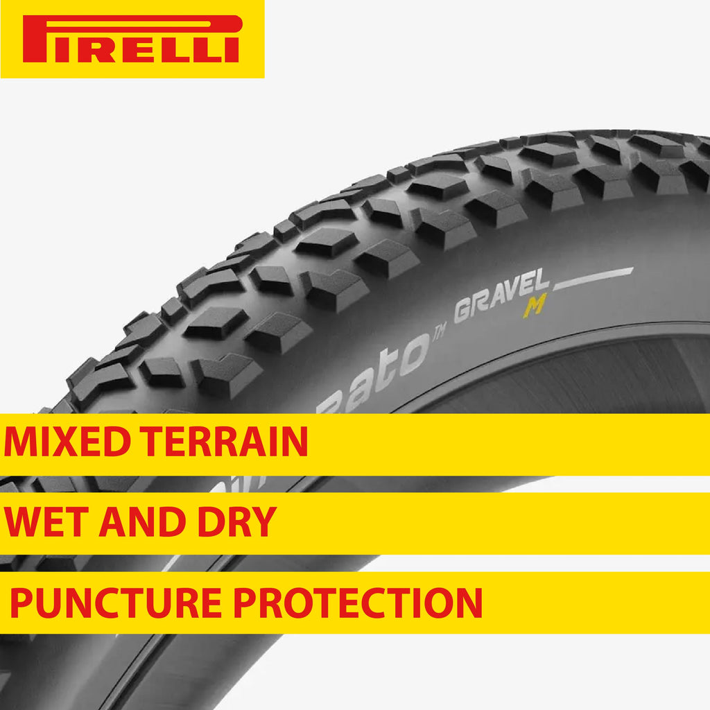 Pirelli Cinturato Gravel M Bike Tire, Mixed Gravel/Compact To Unstable, Tubeless Ready Clincher Tlr, Extra Grip, Advanced Punctu