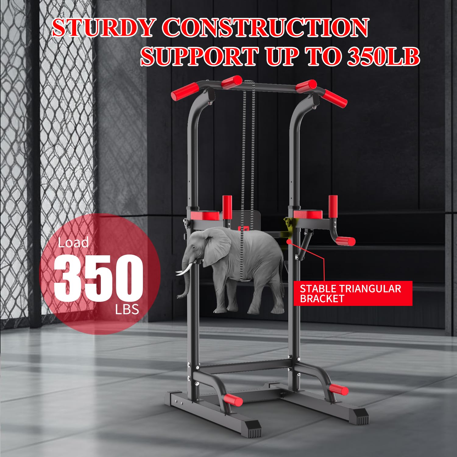 Power Tower Dip Station, Pull Up Bar Station & Multi-Function Gym Equipment For Home Strength Training Adujustable Height Up To
