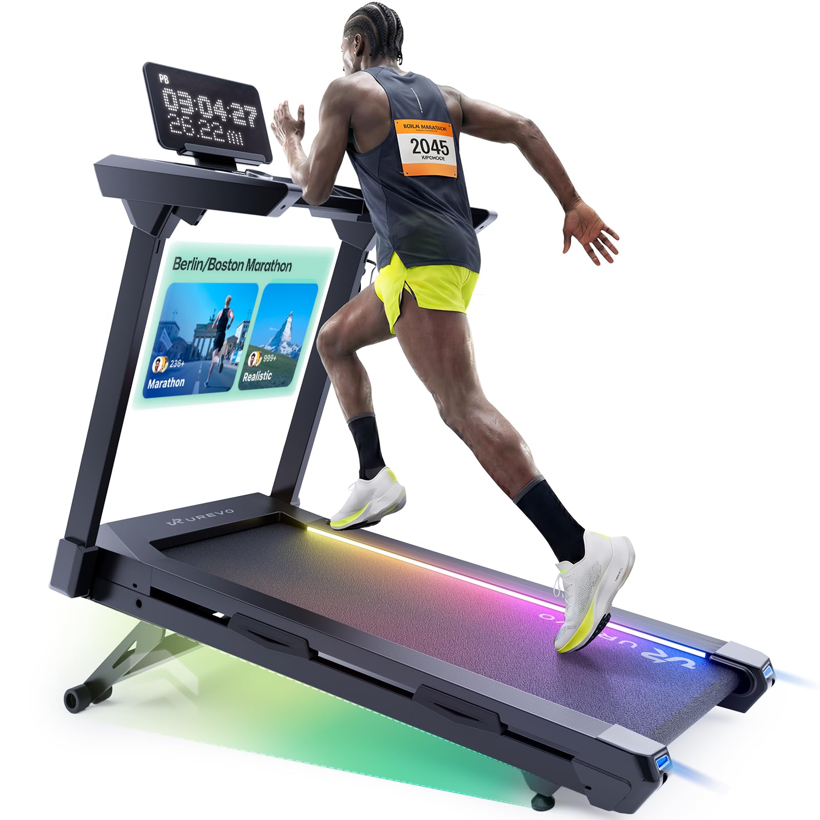 1st Smart Home Treadmill only for Marathoner, UREVO Quiet Treadmills for Home with Dual Brushless 4.0 HP Motorized, 12.5 MPH Fol
