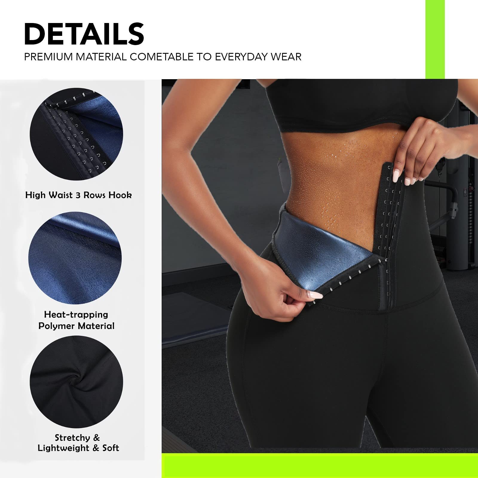 Huiming Sauna Sweat Shorts For Women High Waisted Thermo Waist Trainer Slimming Leggings Pants Body Shaper (Small/Medium)