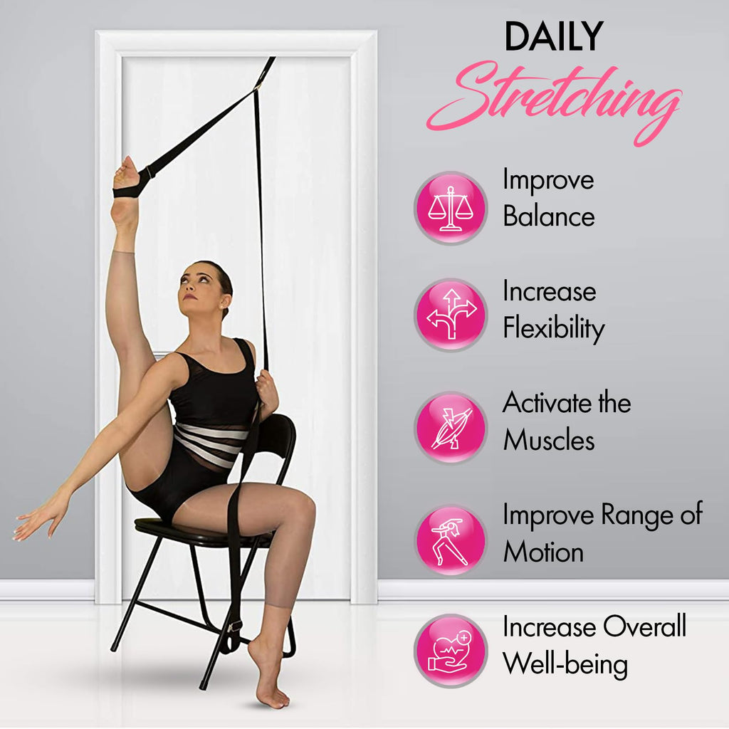 Stretching Strap With Door Anchor - Stretching Equipment To Improve Legs Flexibility - Splits Trainer For Home Ideal In Ballet,