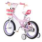 Royalbaby Jenny Princess 14'' Kids Bike With Enclosed Chain Guard, Training Wheels, Basket, Bell & Tool Kit For Ages 3 To 5, Pin