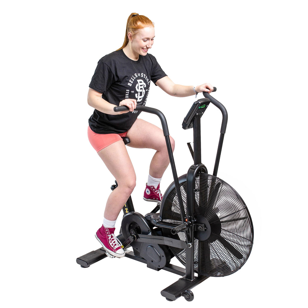 Bells Of Steel Stationary Blitz Air Bike Exercise Bike - Belt Driven Stationary Bike With Phone And Bottle Holder For Commercial