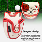 Keenso Golf Center Shaft Putter Cover, Lucky Cat Waterproof Golf Mallet Head Cover Club Center Putter Headcover Guard Protector