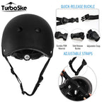 Turboske Skateboard Helmet, Bmx Helmet, Multi-Sport Helmet, Bike Helmet For Kids, Youth, Men, Women (Black, S/M (20.5''-22.8''))