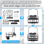 Kuafu Black Rear Flip Back Seat Compatible With 1982-2000.5 Club Car Ds Model Golf Cart 1102 Lbs Weight Capacity Heavy Duty Stee