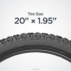 Schwinn Replacement Bike Tire, Mountain Bike, High Traction Tread, 20 X 1.95-Inch , Black
