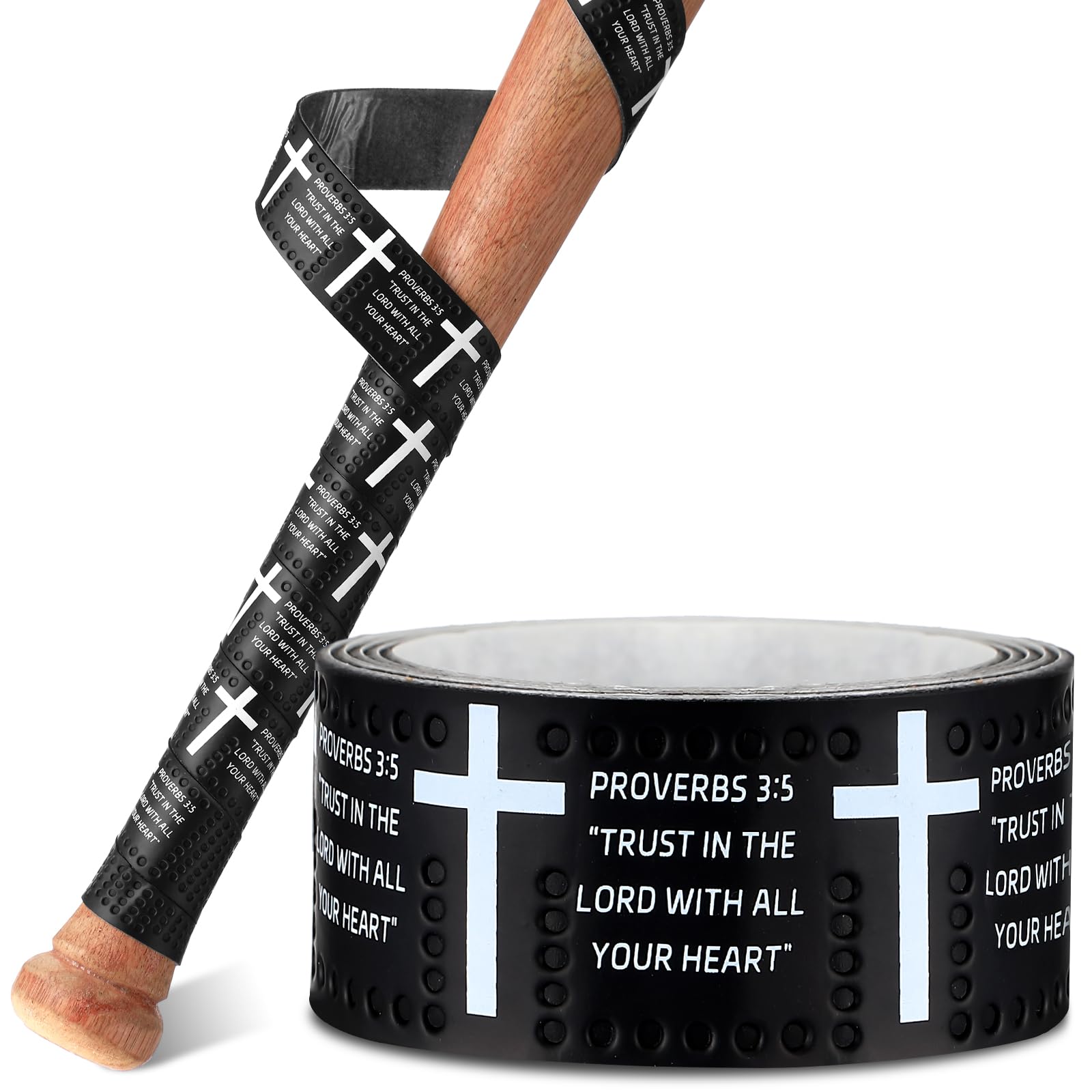 Pushglossy Faith Cross Baseball Bat Grip Tapes 1.1mm Precut Full Adhesive Softball Grip Tape,Non-Slip Softball Bat Wrap Religiou
