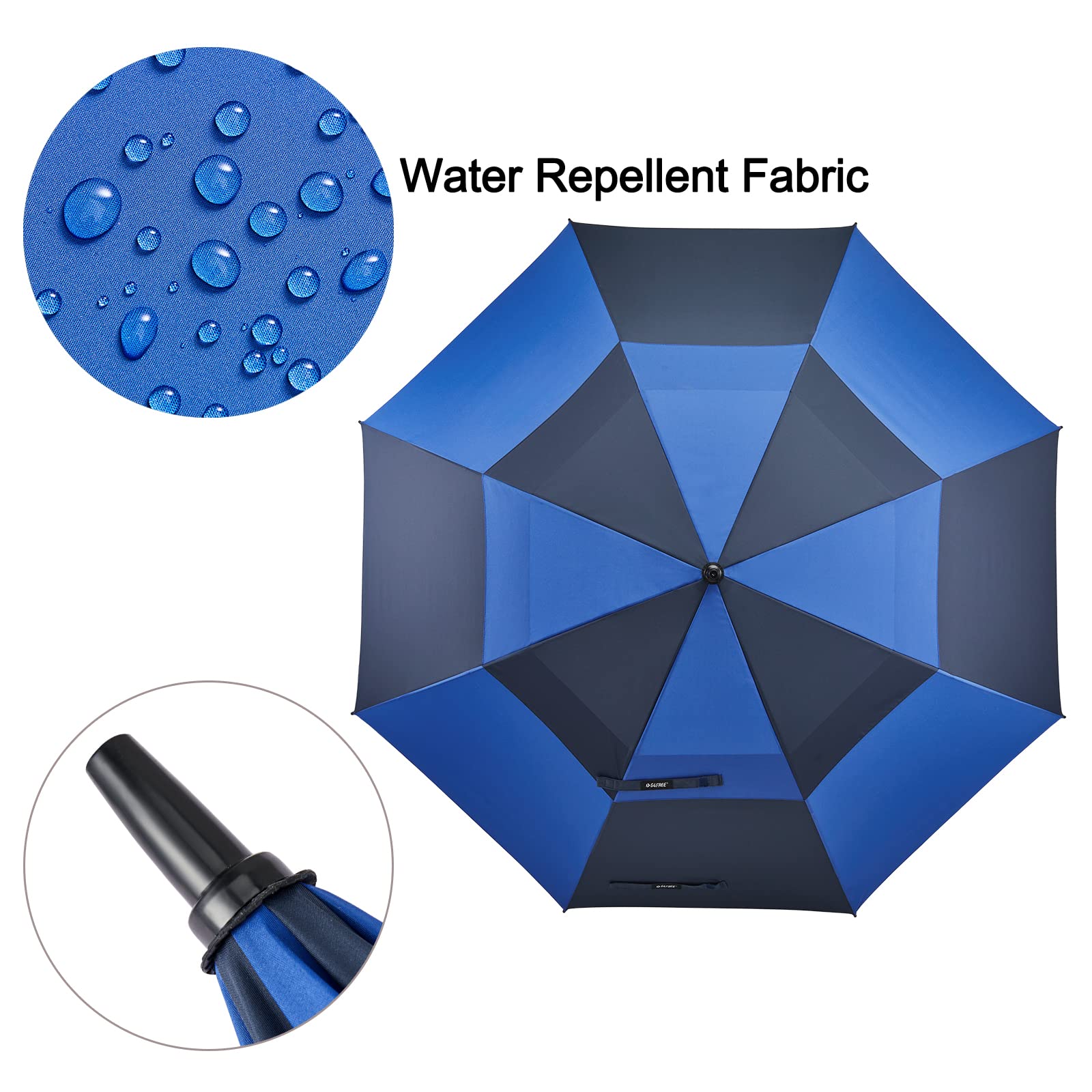 G4Free 68 Inch Automatic Open Golf Umbrella Double Canopy Extra Large Oversize Windproof Waterproof Stick Umbrellas(Dark blue/Sa