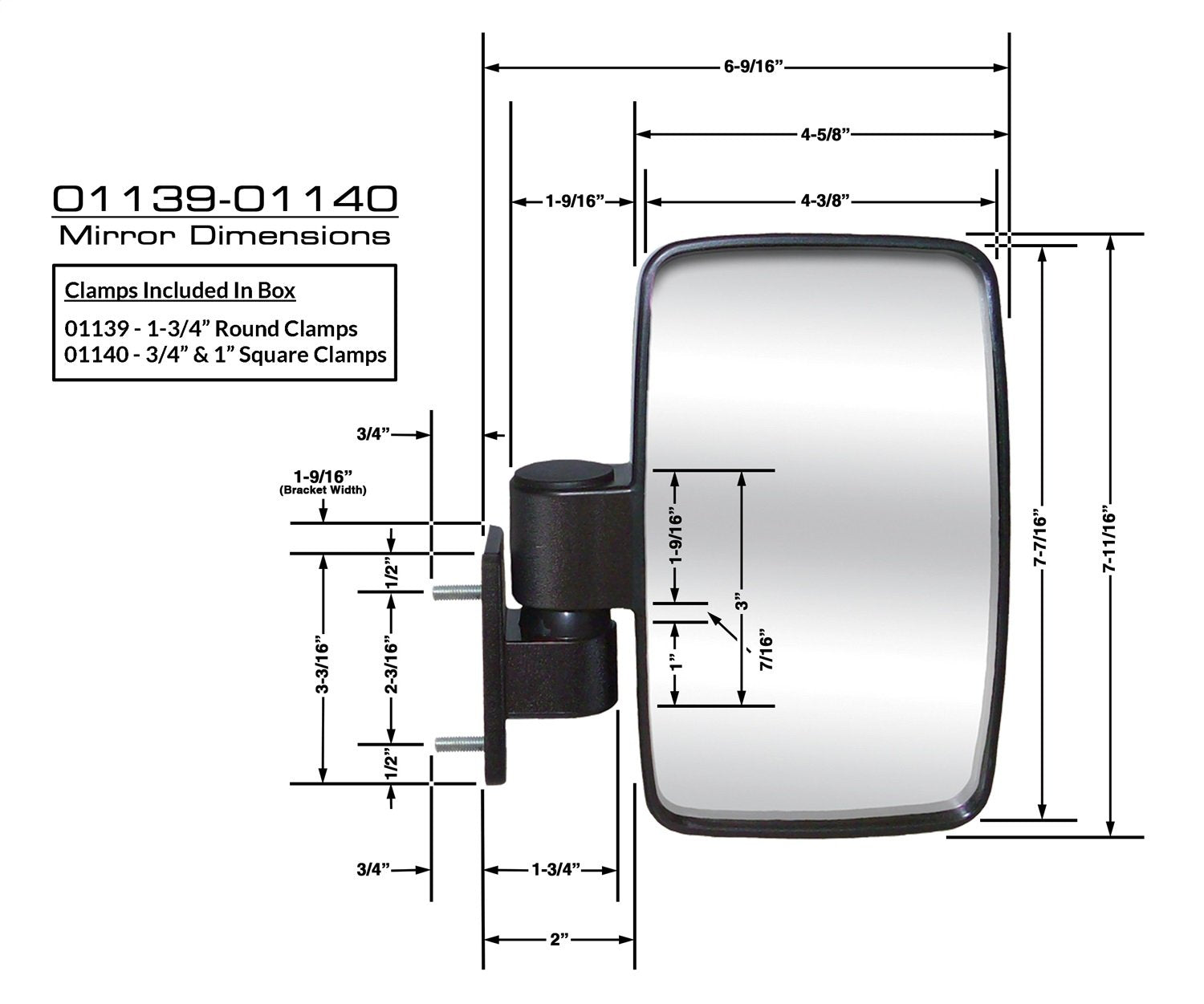 Cipa 01140 Golf Cart Side View Mirror