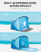 Outdoormaster Beach Tent For 3-4 Person - Easy Setup And Portable Beach Shade Sun Shelter Canopy With Upf 50+ Uv Protection Remo