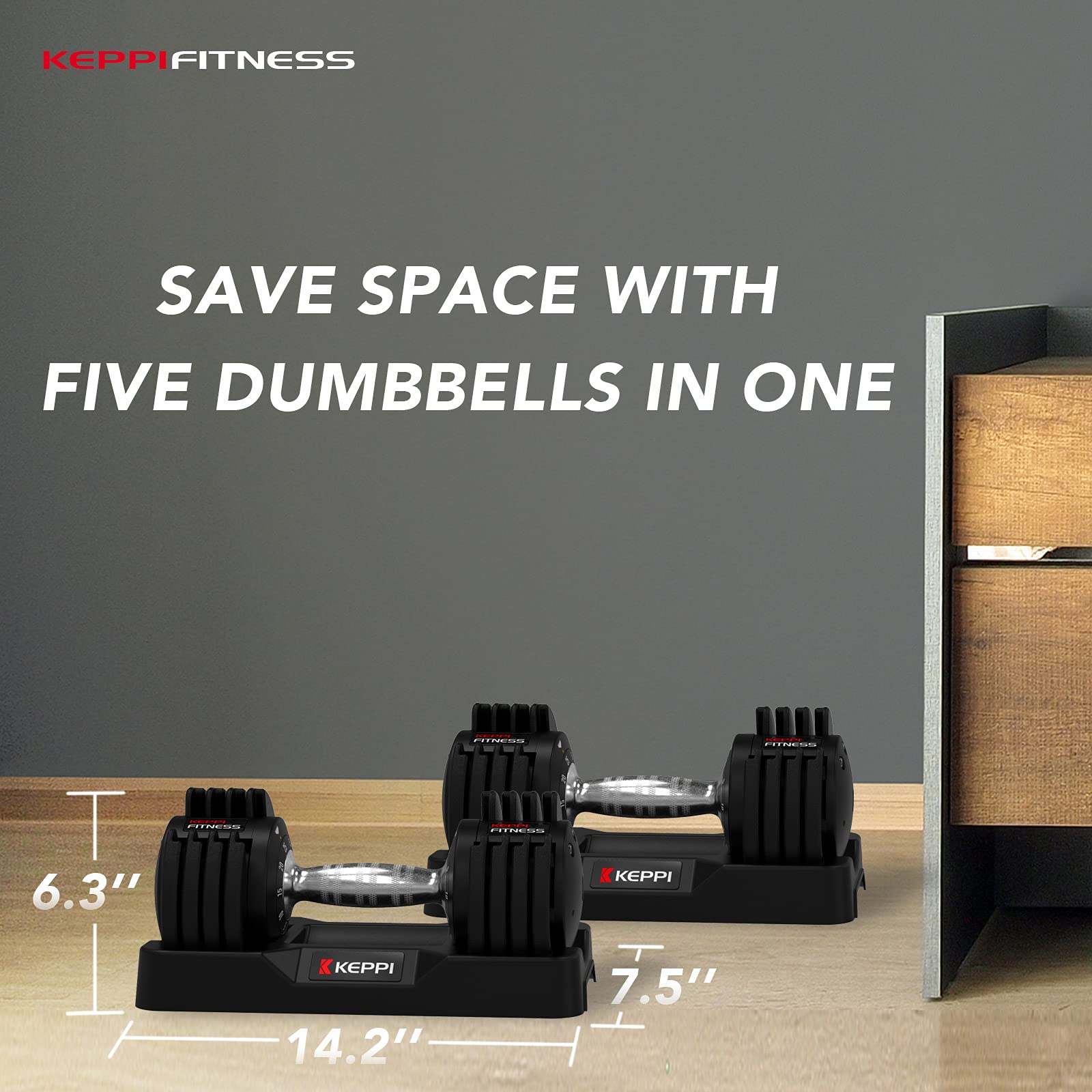 Keppi Adjustable Dumbbells Set-25Lb Single Dumbbell With Anti-Slip Metal Handle For Exercise & Fitness Fast Adjust Weight For Fu