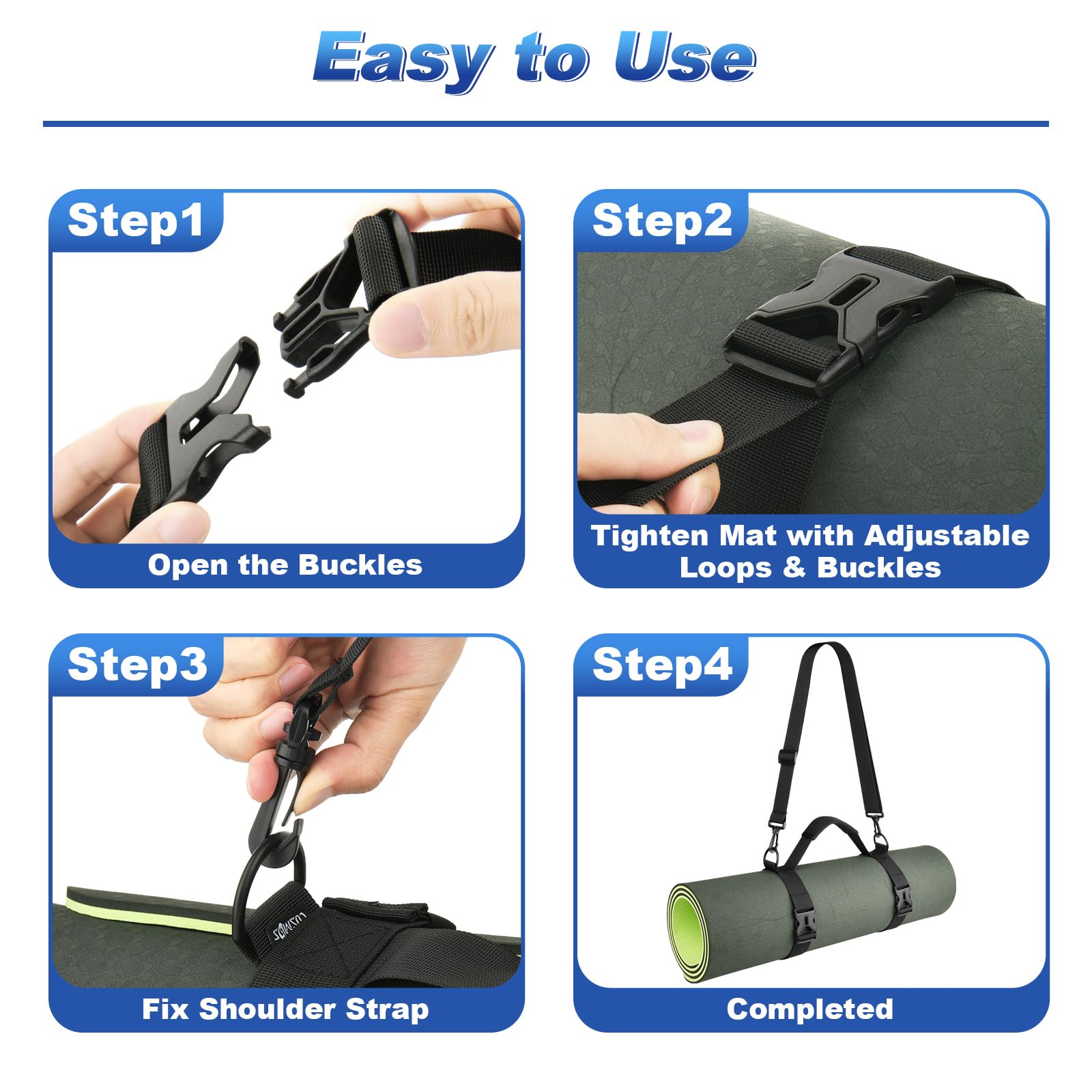 Cosmos Portable Yoga Mat Strap Mat Sling Picnic Blanket Strap With Adjustable Shoulder Strap & Handle For Festivals Picnics Camp