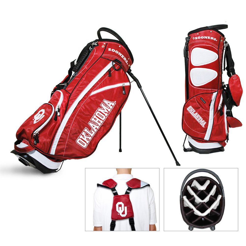 Team Golf Ncaa Oklahoma Sooners Fairway Golf Stand Bag, Lightweight, 14-Way Top, Spring Action Stand, Insulated Cooler Pocket, P