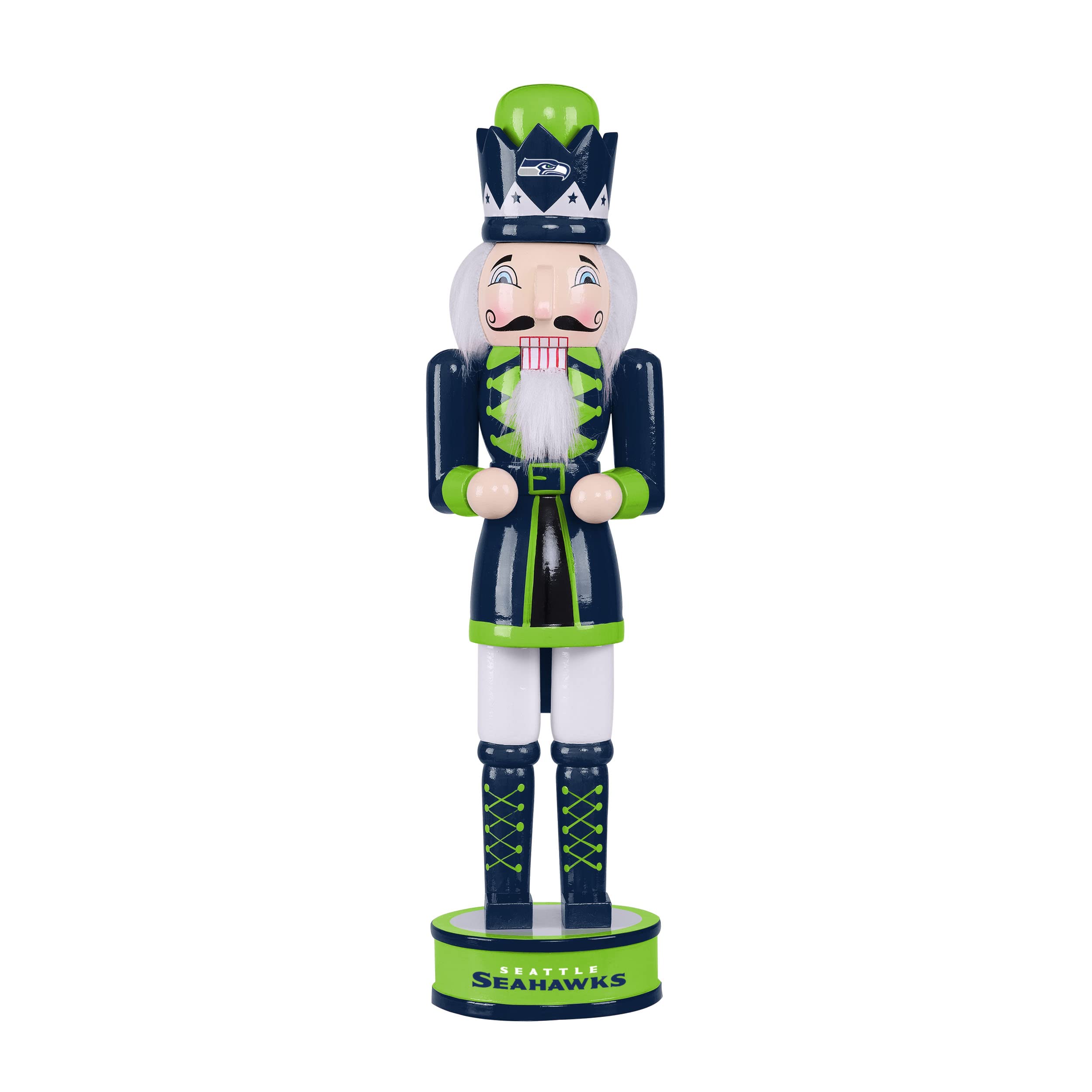 FOCO NFL Seattle Seahawks Team Logo 14 Holiday Nutcracker, Version 2, One Size
