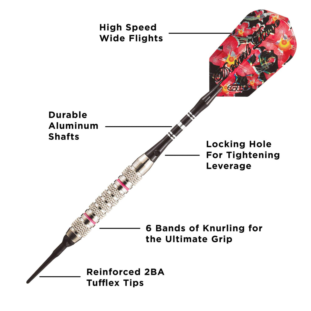 Viper By Gld Products Desert Rose Soft Tip Darts With Storage/Travel Case, 16 Grams,Pink,20-0600-16