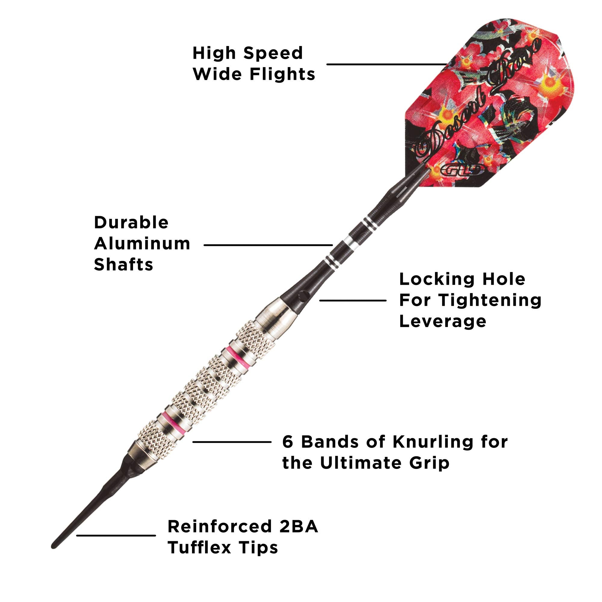 Viper By Gld Products Desert Rose Soft Tip Darts With Storage/Travel Case, 16 Grams,Pink,20-0600-16