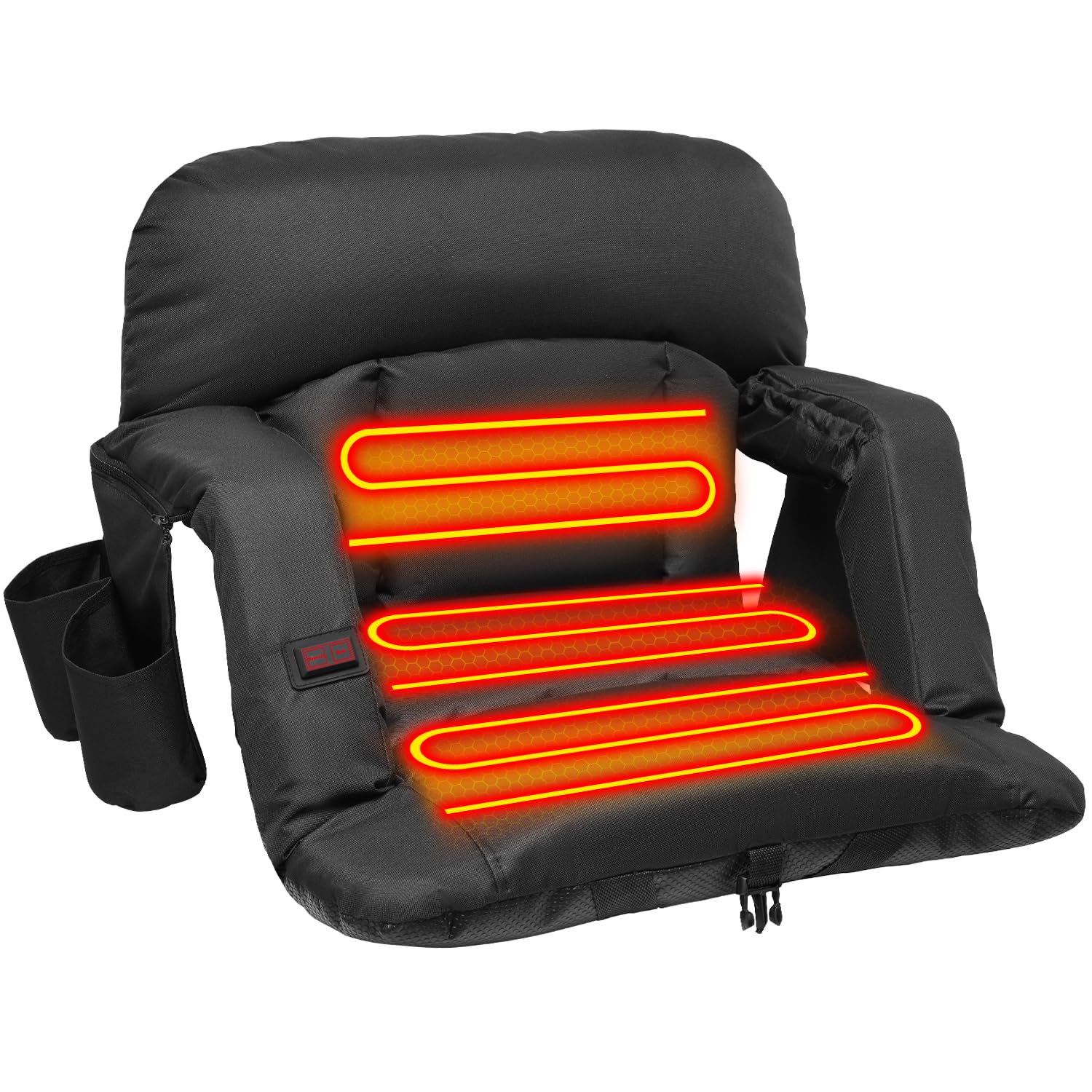 Suteck Extra Wide Heated Stadium Seats with Back Support, Portable Sofa Style Bleacher Chair with Back and Cushion, Armrest, Ide