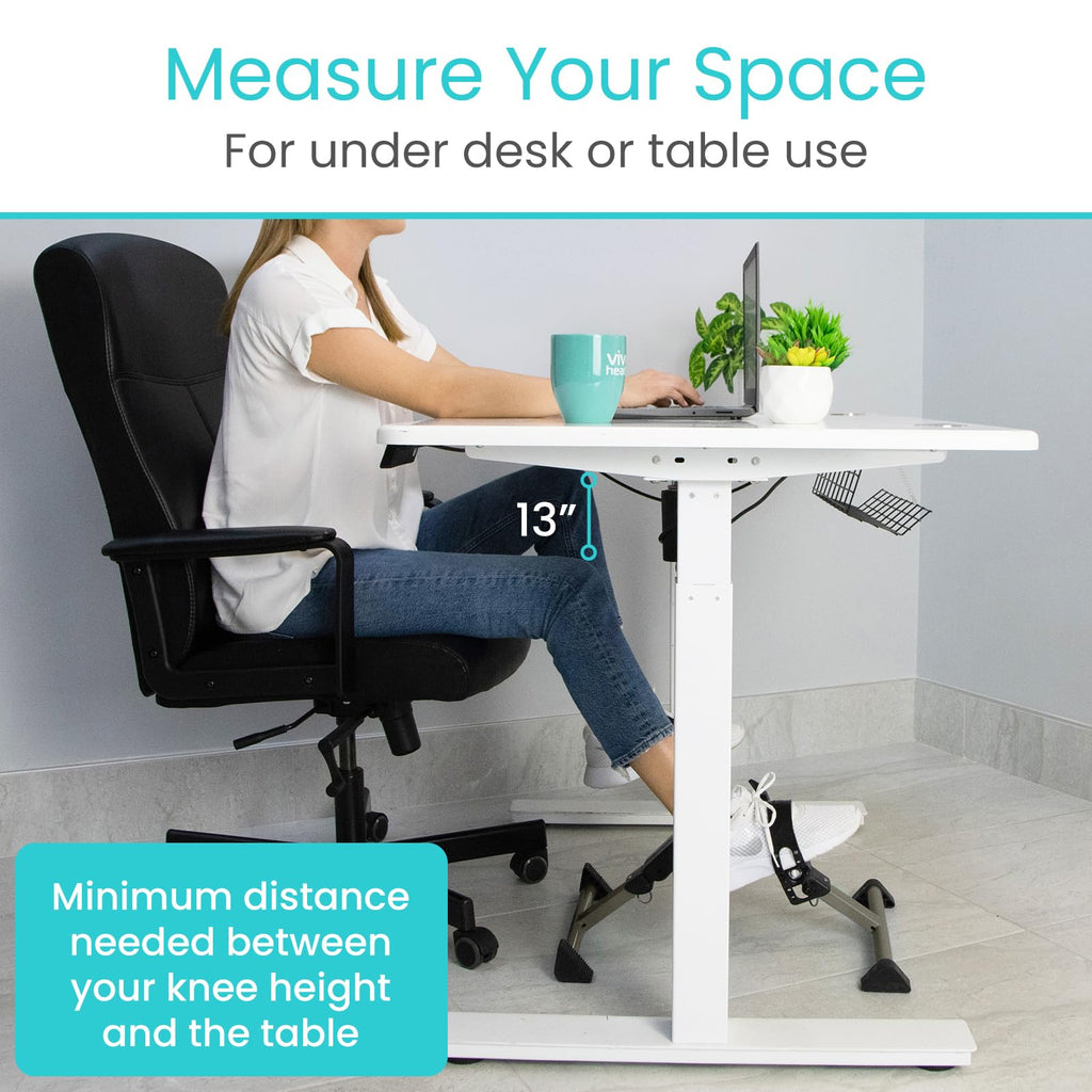 Vive Folding Pedal Exerciser - Under Desk Exercise Bike For Seniors, Elderly - Sit Down Stationary Peddler Equipment For Arm, Le