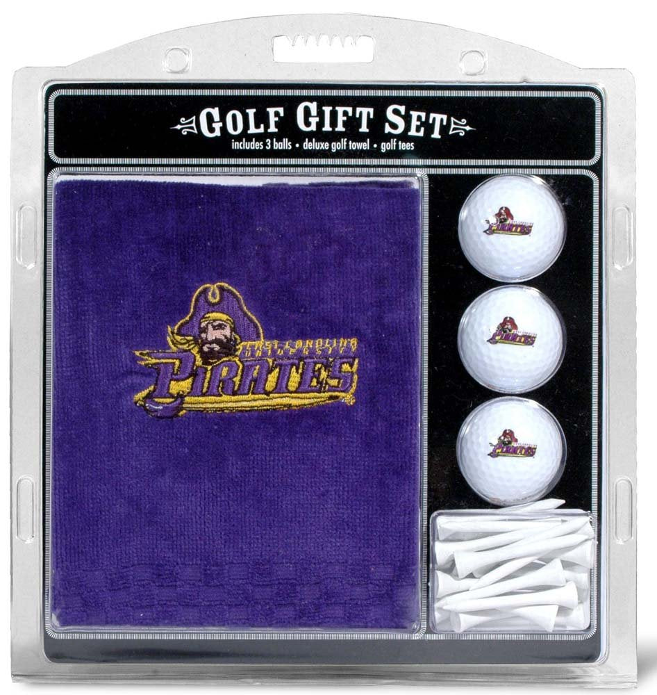 Team Golf Ncaa East Carolina Pirates Gift Set: Embroidered Golf Towel, 3 Golf Balls, And 14 Golf Tees 2-3/4'' Regulation, Tri-Fo