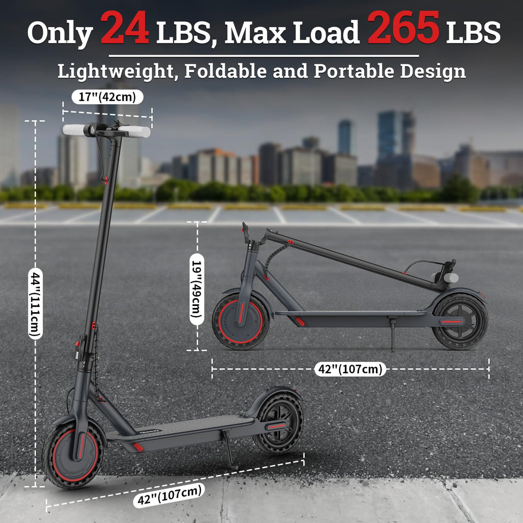 Qlaway Electric Scooter - Top Speed 19 MPH, Max 15 Miles Ranges, 8.5 Solid Tire, Powerful 350W Motor, Load 264LBS, Aluminum Allo