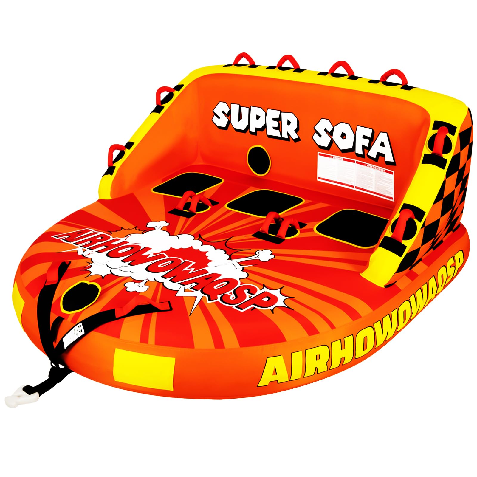 Airhowowaqsp Super Sofa Towable Tubes for Boating 1-3 Person, Inflatable Pull Boats with Heavy-Duty Thick Nylon Cover for Water 
