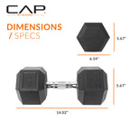 Cap Barbell 45 Lb Coated Hex Dumbbell Weight, New Edition