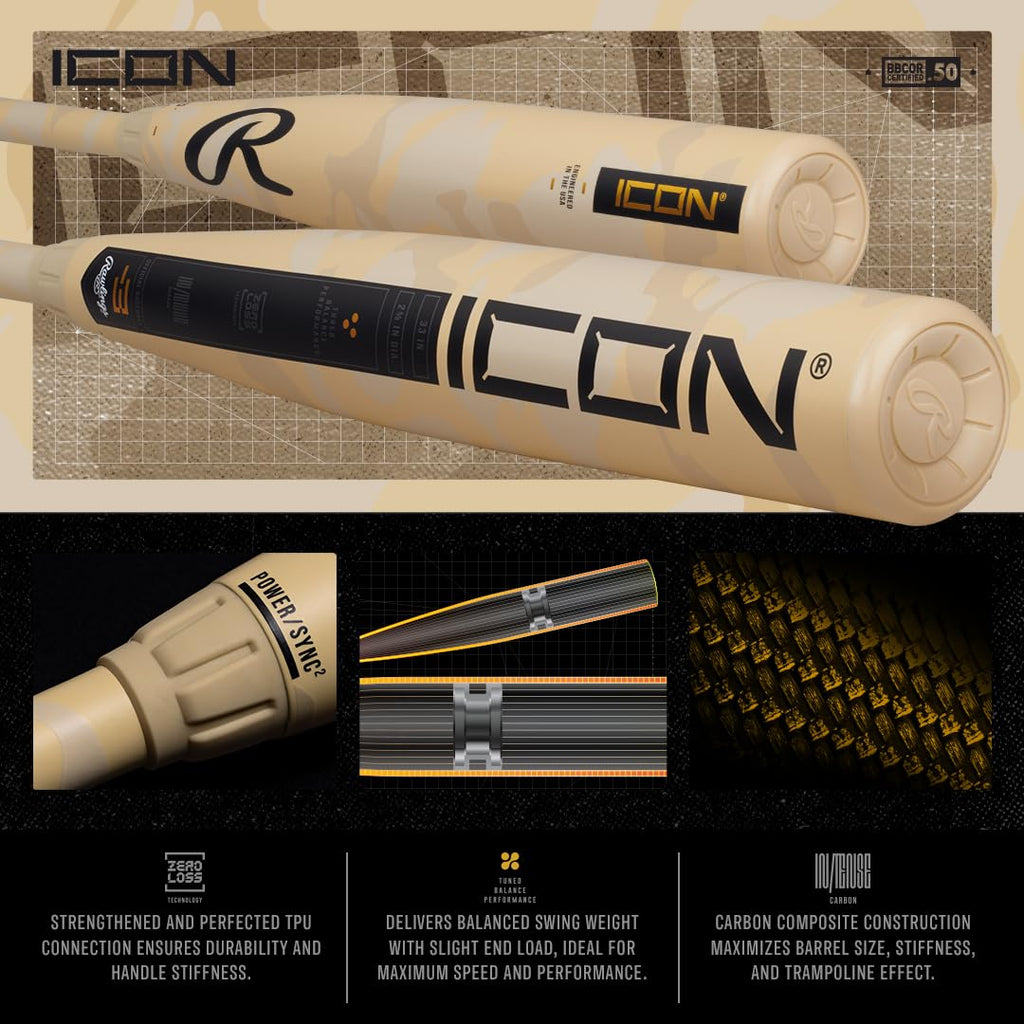 Rawlings | 2025 | ICON Baseball Bat | BBCOR | 2 5/8 Barrel | 31 | -3