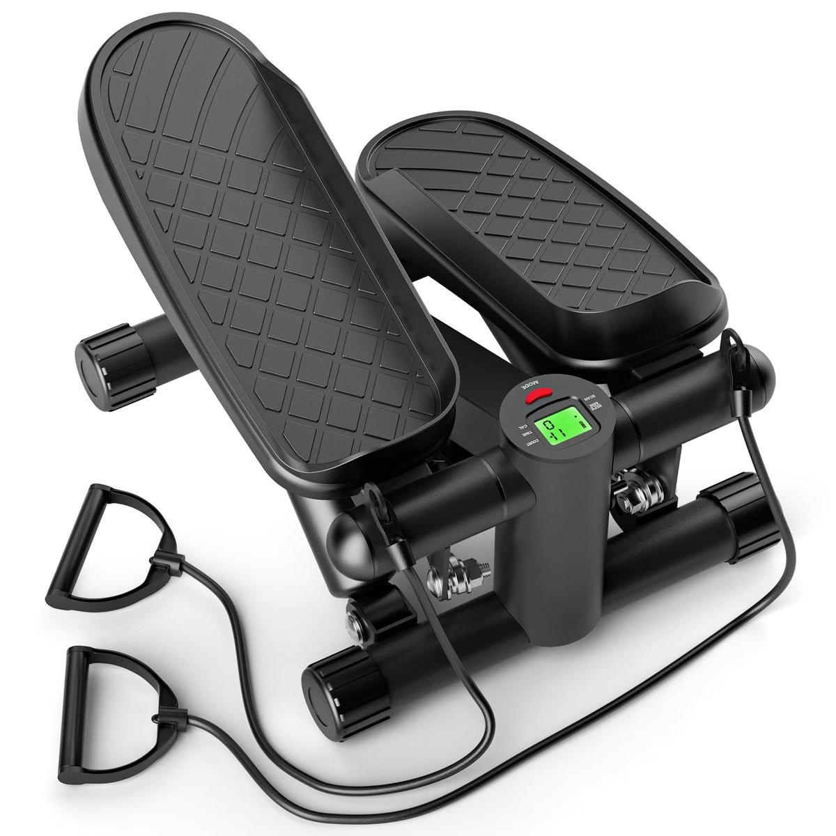 Ultrasport Mini Stepper Fitness at Home Stair Stepper for Cardio at Home with LCD Monitor, Resistance Bands and NonSlip Pedals