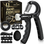 Roygra Grip Strength Trainer, Forearm Workout, Hand & Finger Exerciser - 5 Pack (Black)