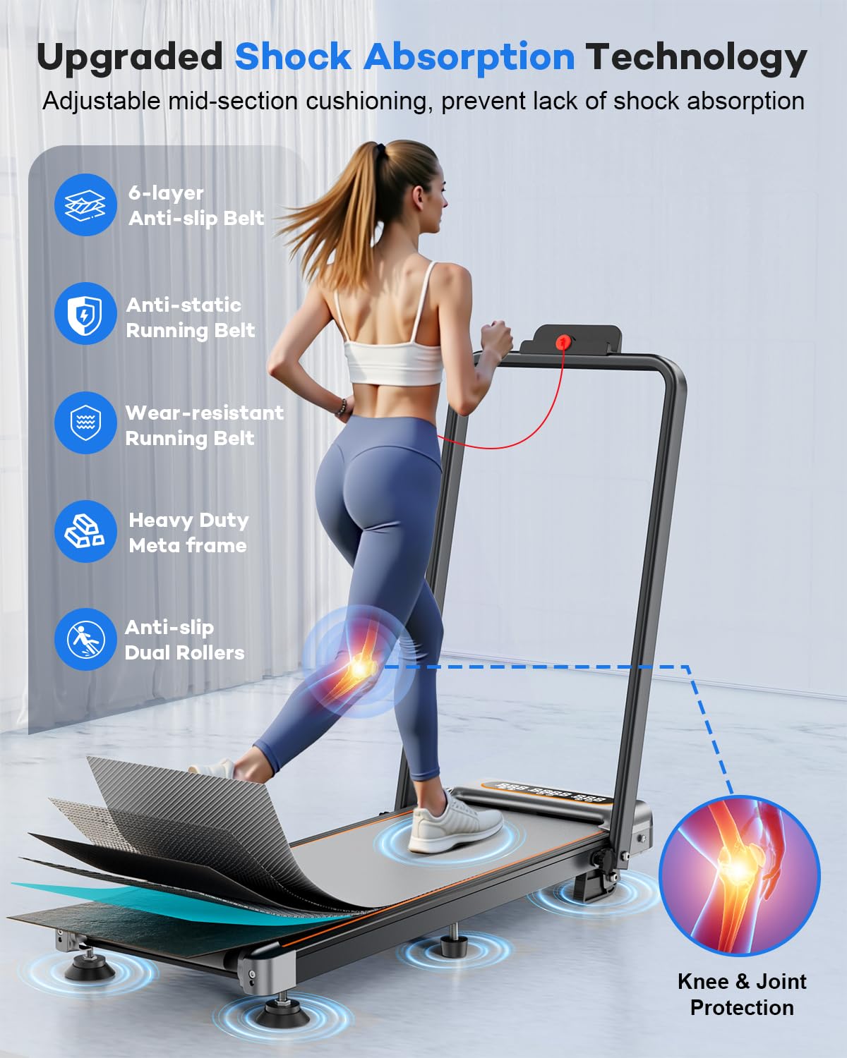 Foldable Treadmill With 10% Incline Upgrade 3.5Hp Low Noise Walking Pad Treadmill With Handle Bar Rayspace 4 In 1 Portable Under