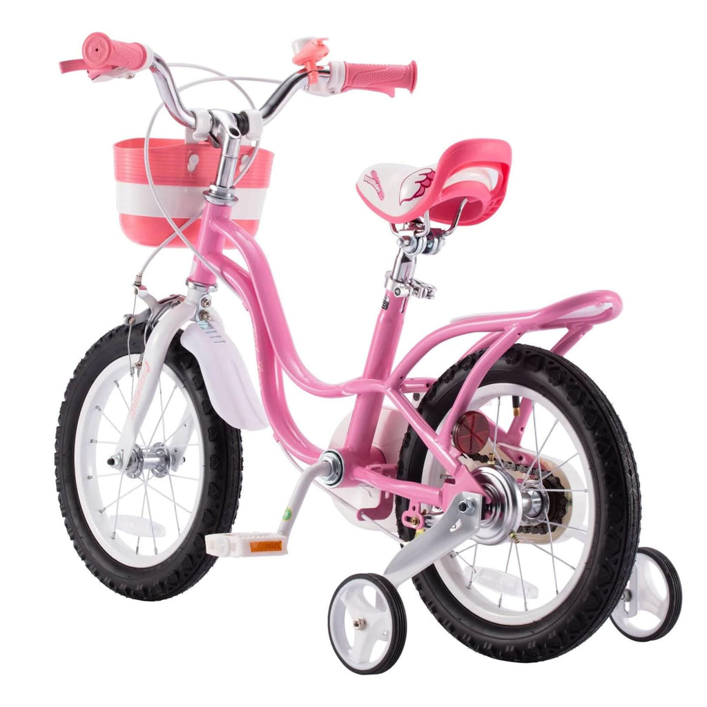 Royalbaby Little Swan 12'' Carbon Steel Kids Bike W/Dual Hand Brakes, Adjustable Seat, Folding Basket, & Training Wheels, For Gi
