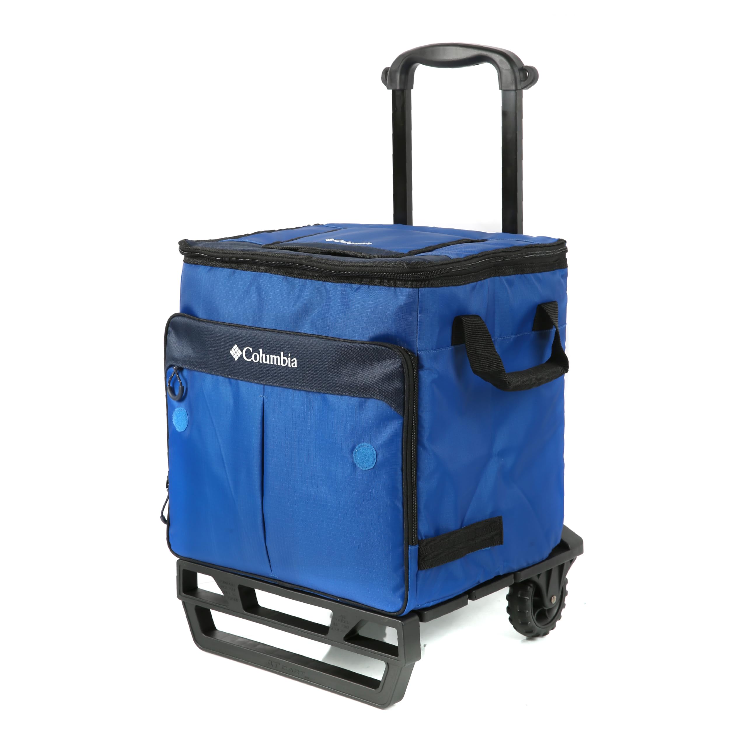 Columbia Crater Peak Wheeled Cooler - 50 Can Rolling Cooler - Blue Collapsible Cooler With Super Foam Insulation And Foldable Al