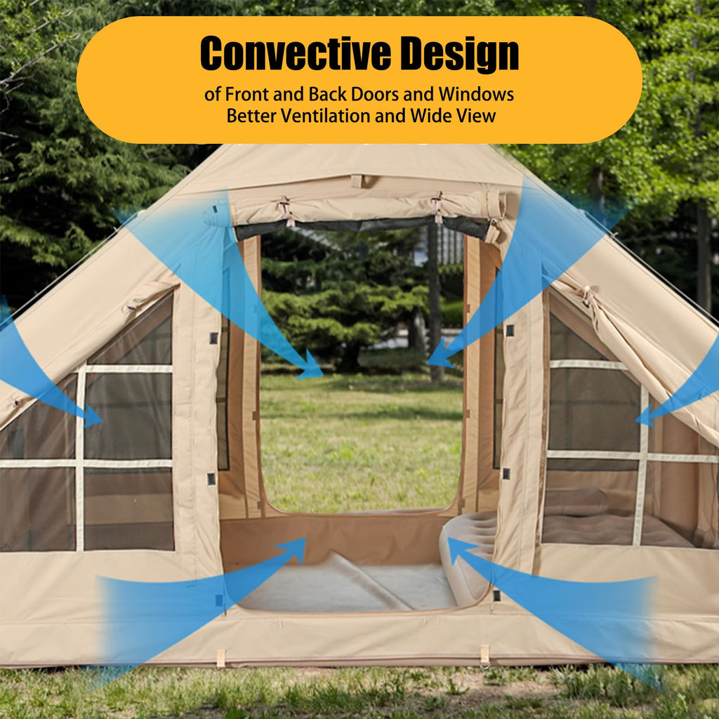 Inflatable Camping Tents With Hand Pump, Air Glamping Tents, Easy Setup Waterproof And Windproof Blow Up Tent, 4 Seasons Oxford
