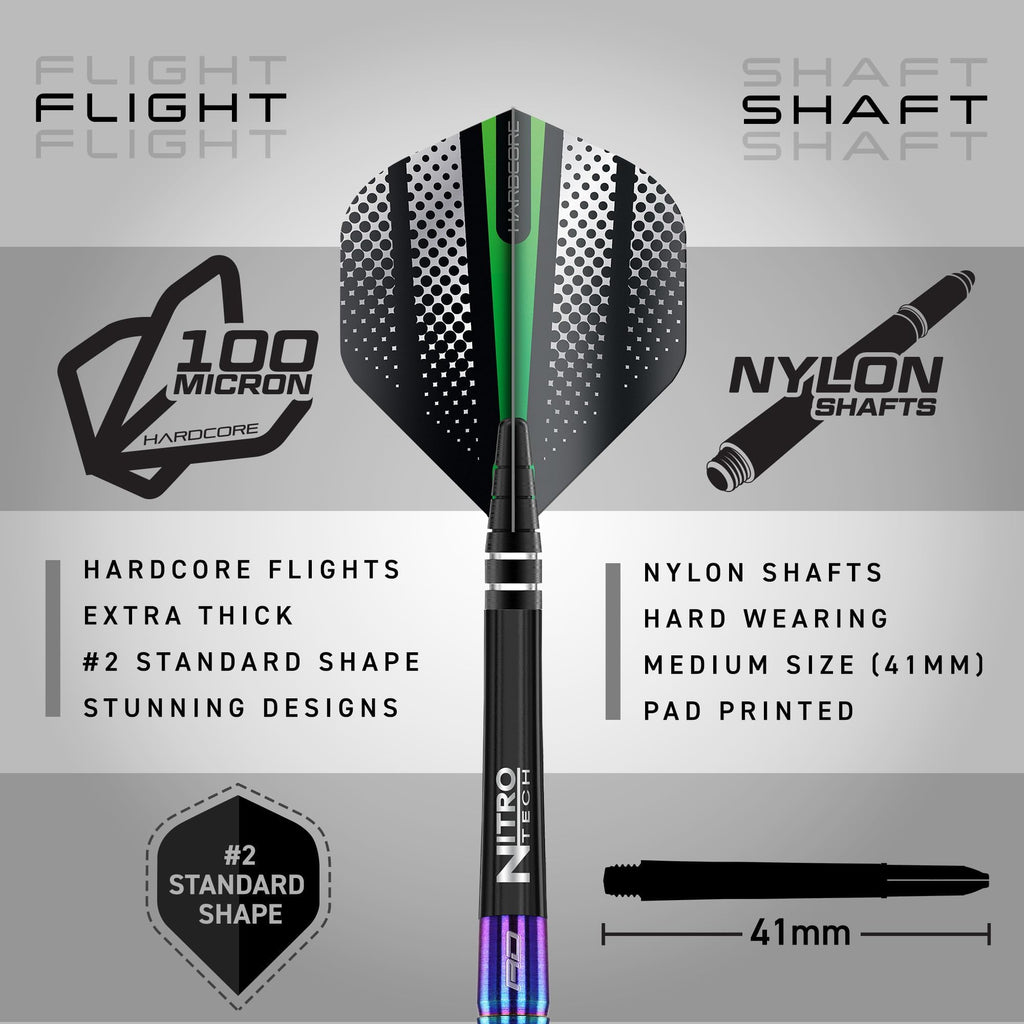 Red Dragon Razor Edge Spectron: 24G - Tungsten Darts Set With Flights And Stems