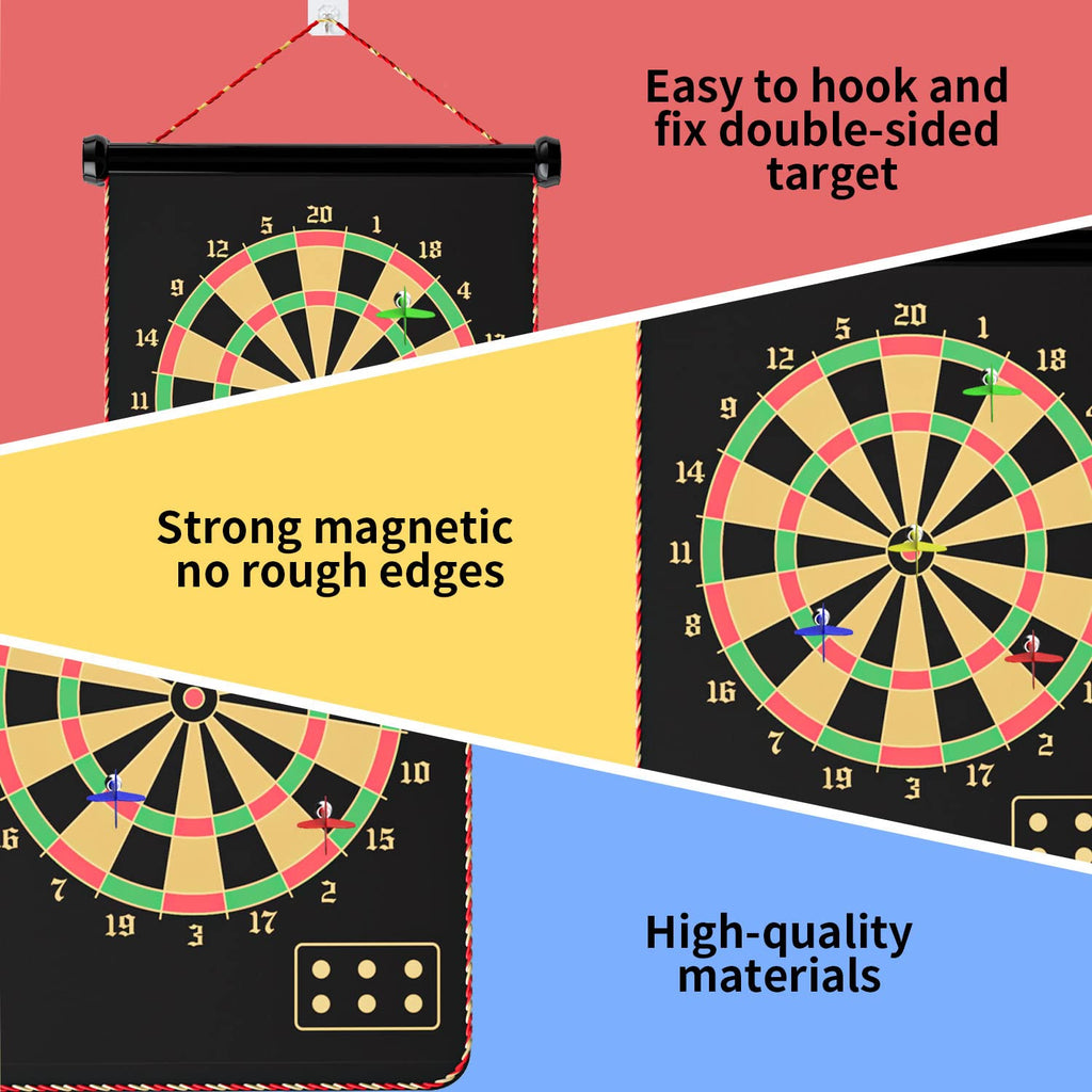 Mixi Magnetic Dart Board For Kids, Outdoor Toys Kids Games Double Sided Dart Board Games Set For Boys With 12 Darts, Best Toys G