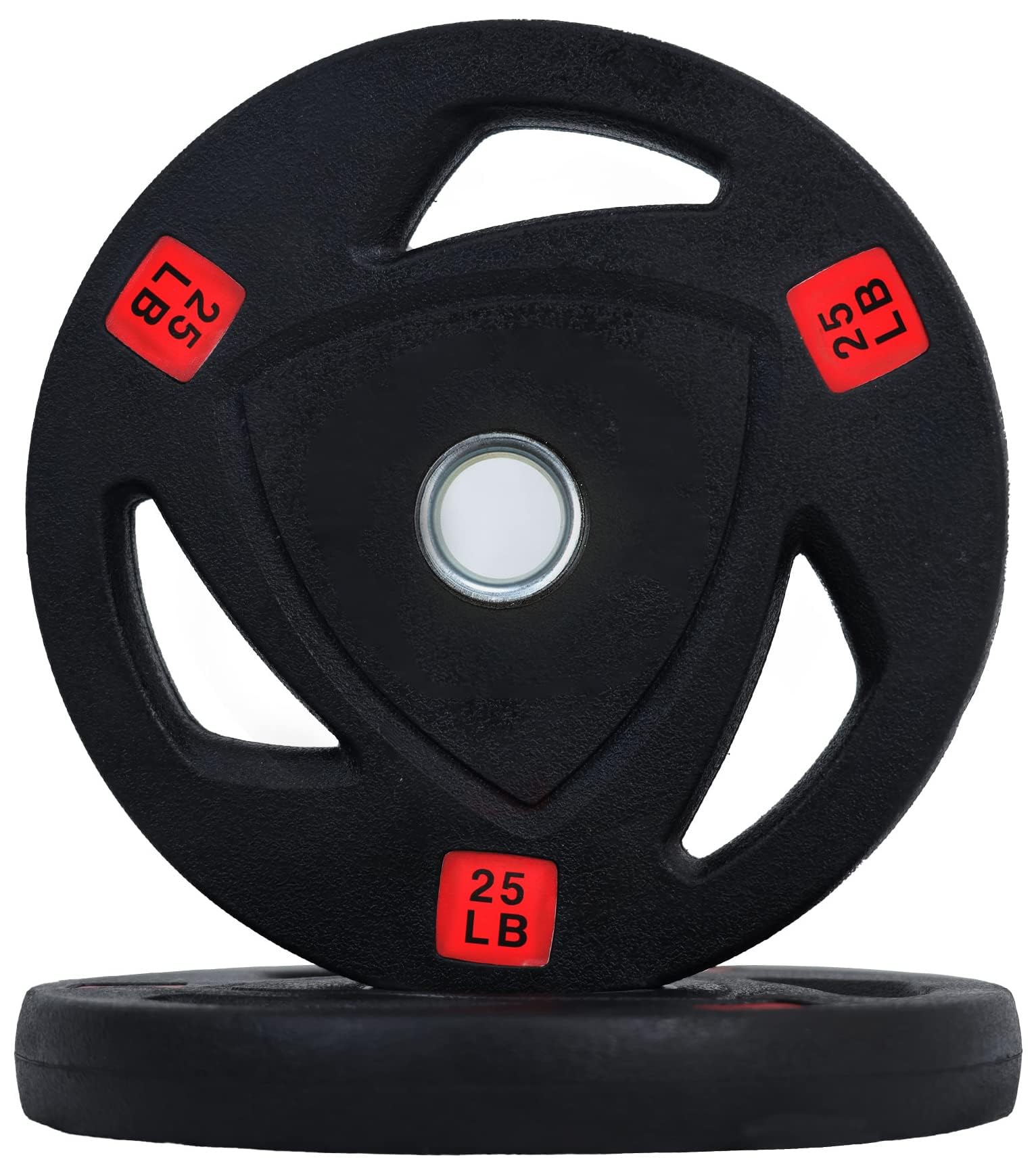 Fitvids Olympic Cast Iron 2-Inch Weight Plate for Strength Training & Weightlifting, Rubber Coate Style, 25lbs, Pair